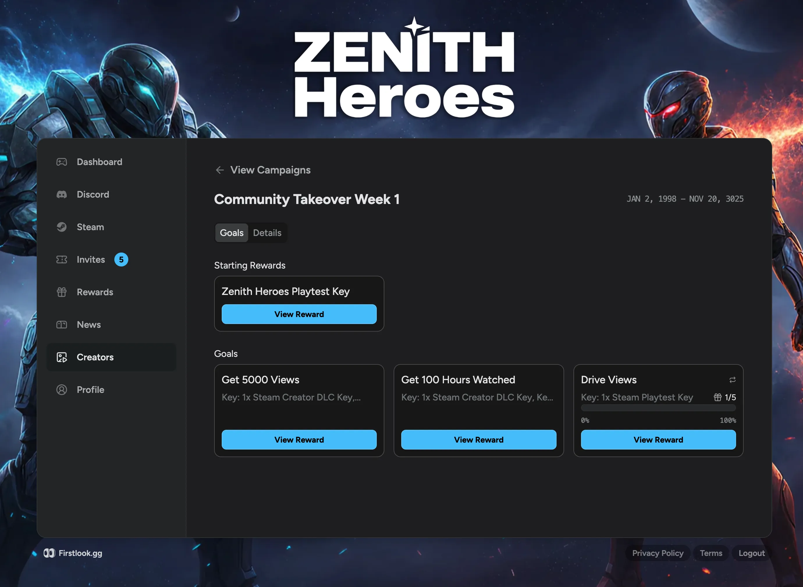 FirstLook Creator Programs: tiered rewards and campaign management