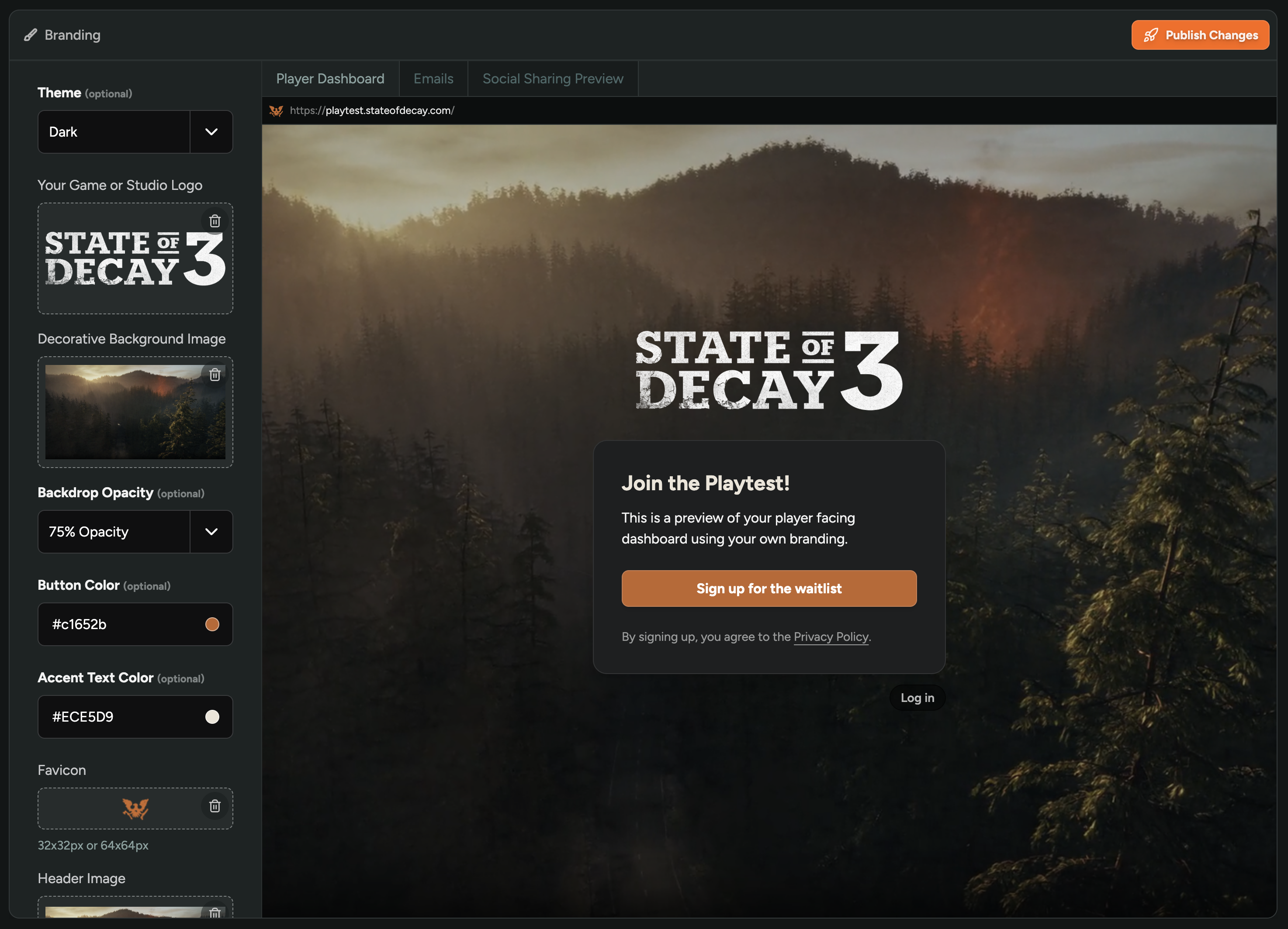 FirstLook Branding settings: full white-label customization with live preview