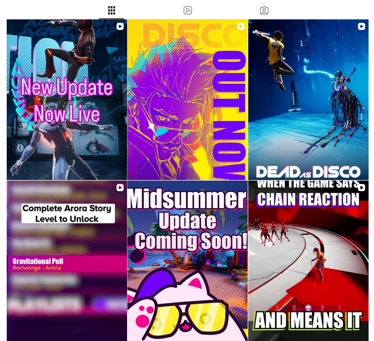 Dead as Disco Instagram grid showing rhythm-based gameplay visuals