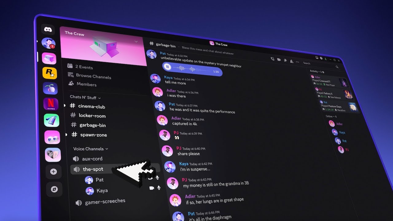Discord community chat showing conversation between players in dedicated channels