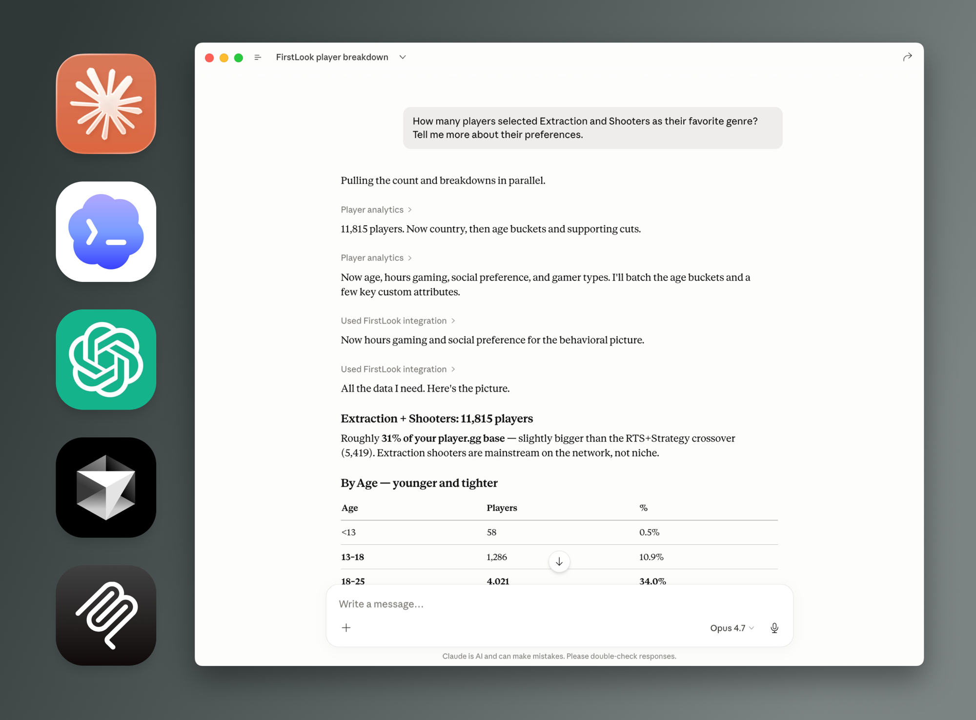 FirstLook MCP: player data connected to an external AI client