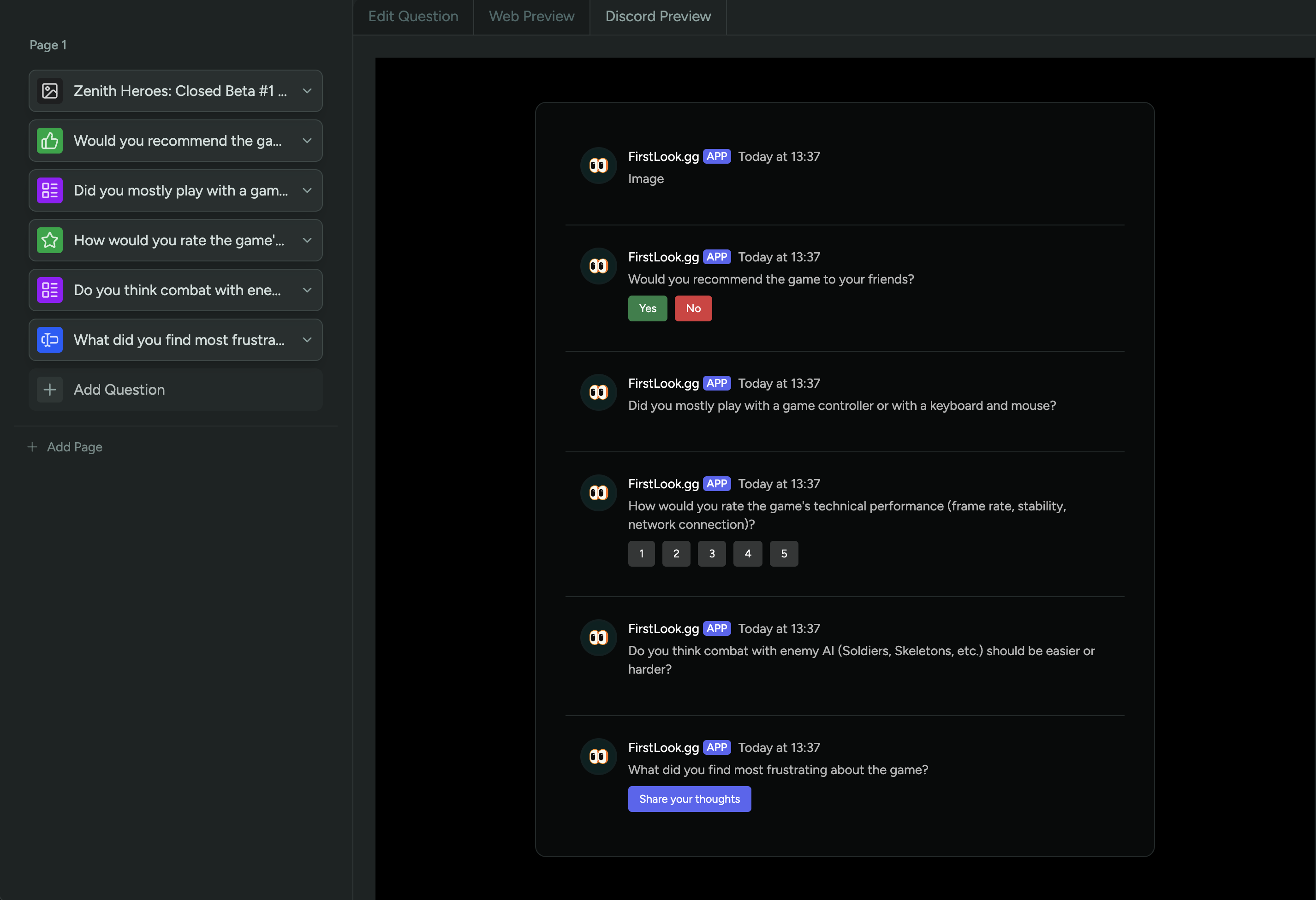 FirstLook Surveys: multi-channel surveys across Discord, in-game, and web